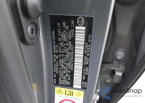 2019 Lexus Es 350 F Sport from USA, damaged, VIN 58ABZ1B10KU043327